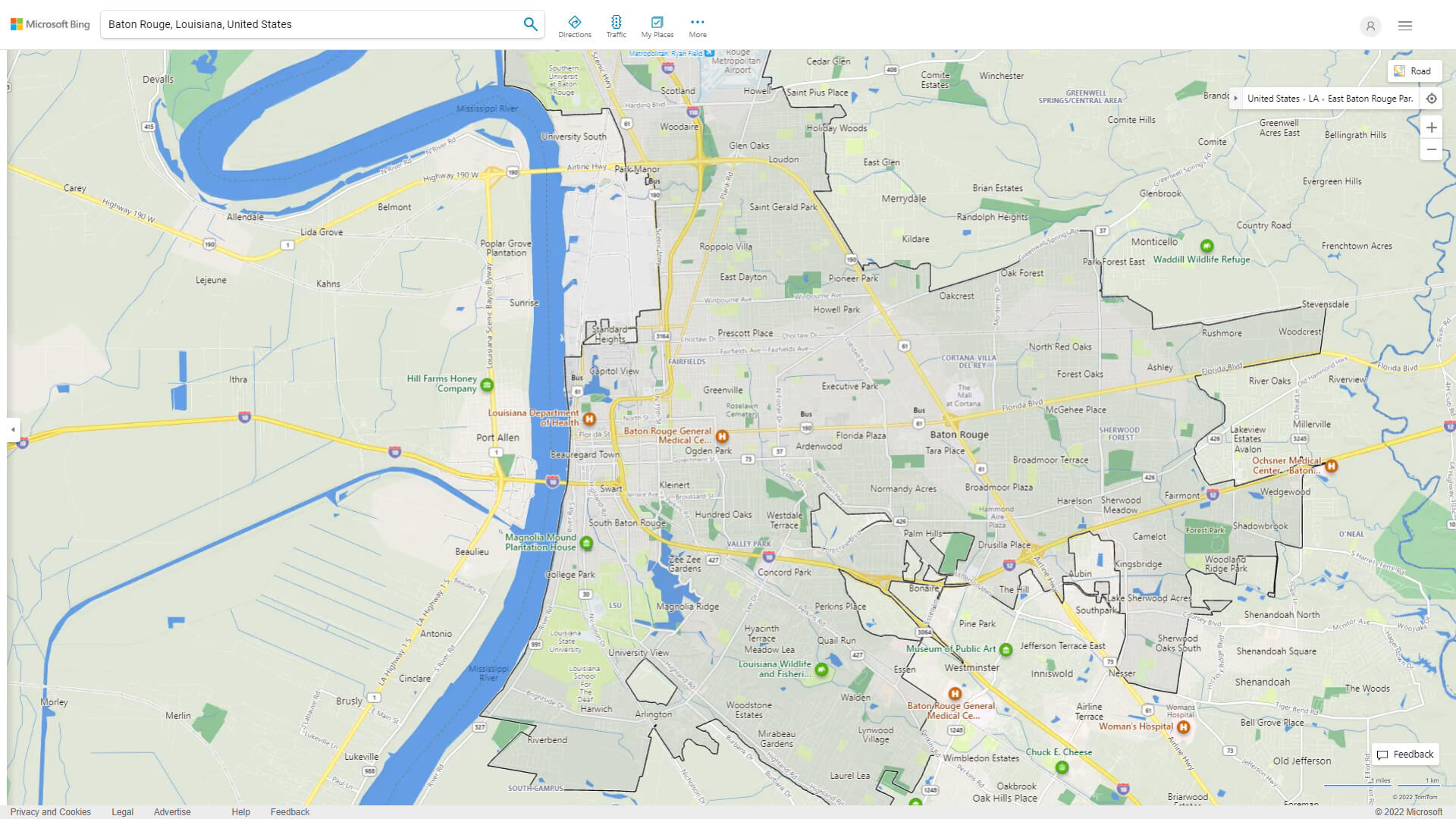 Baton Rouge Detailed Map